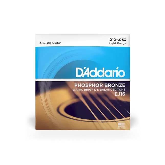 D'addario EJ16 Phosphor Bronze Acoustic Guitar Strings 12-53
