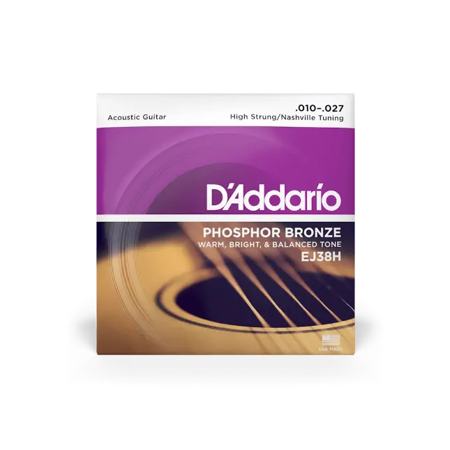 D'addario EJ38H High Strung/Nashville Tuning Phosphor Bronze Acoustic Guitar Strings 10-27 