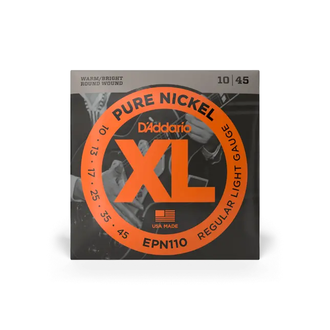 D'addario EPN110 Regular Light XL Pure Nickel Electric Guitar Strings 10-45