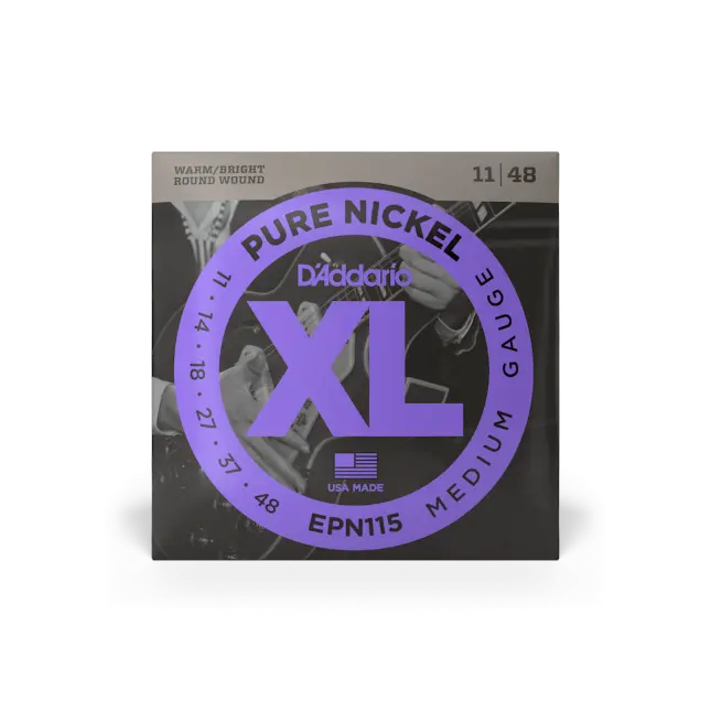 D'addario EPN115 Medium XL Pure Nickel Electric Guitar Strings 11-48