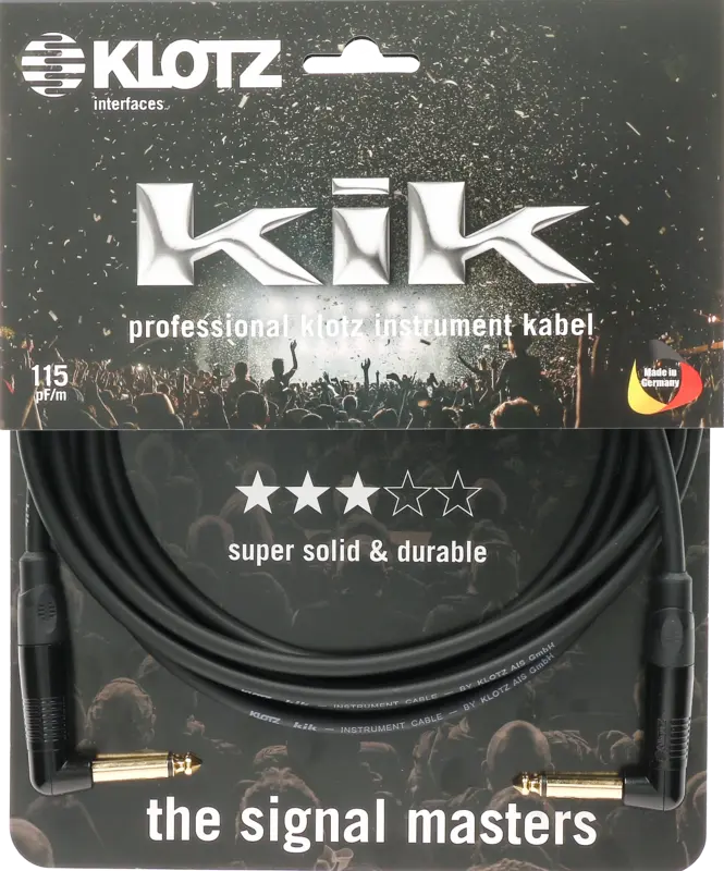 [KIKKG6.0PRSW] Klotz KIK Pro Instrument Cable Jack Jack Gold 6m Straight Angled