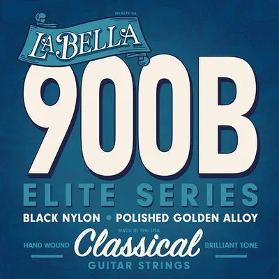 [L-900B] La Bella Elite Superior String Set Polished Gold Alloy Black Nylon 