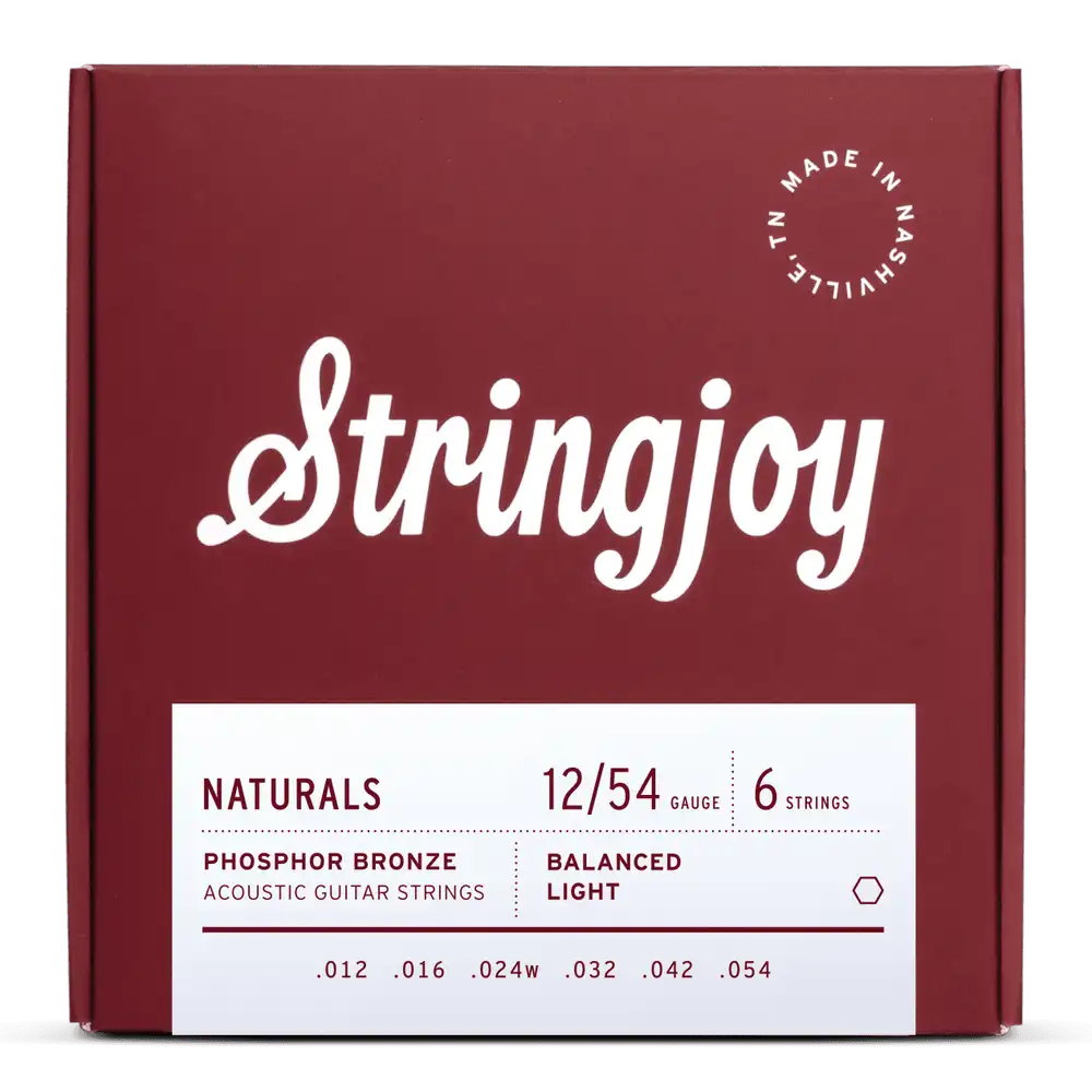 Stringjoy Light Gauge Naturals Phosphor Bronze Acoustic Guitar Strings 12-54