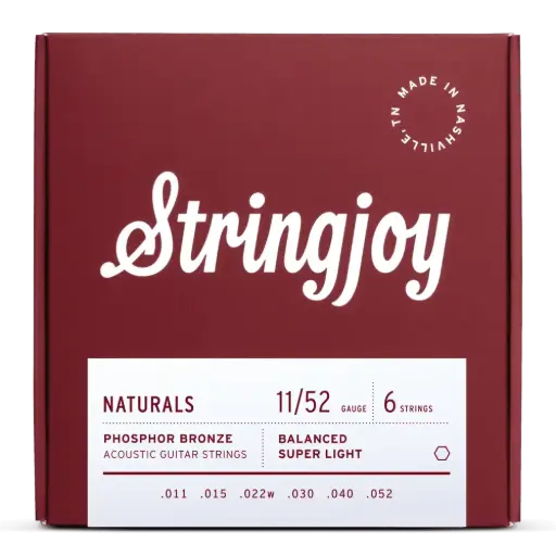 [SJ- NB1152] Stringjoy Super Light Gauge Naturals Phosphor Bronze Acoustic Guitar Strings 11-52