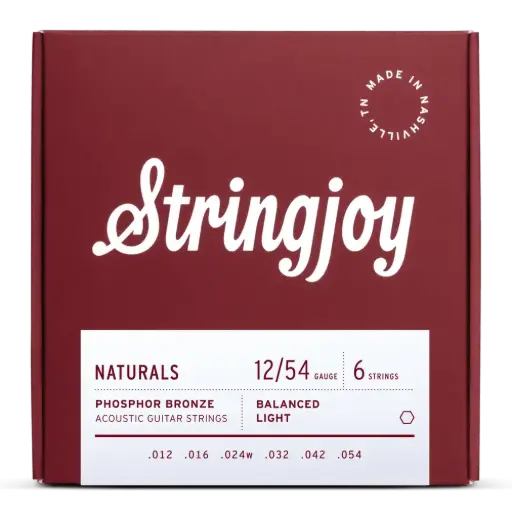 [SJ- NB1254] Stringjoy Light Gauge Naturals Phosphor Bronze Acoustic Guitar Strings 12-54